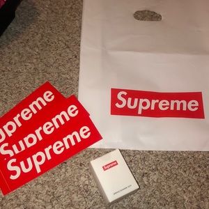 Supreme shower cap, stickers, bag